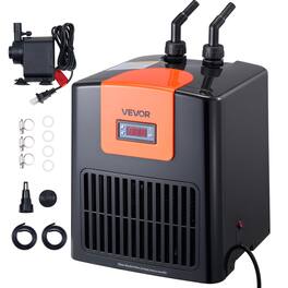 VEVOR - Aquarium Chiller 52 Gallon, 1/10 HP Water Chiller for Hydroponics, Fast Cooling for Fish Tank, Axolotl, Coral Reef - Black