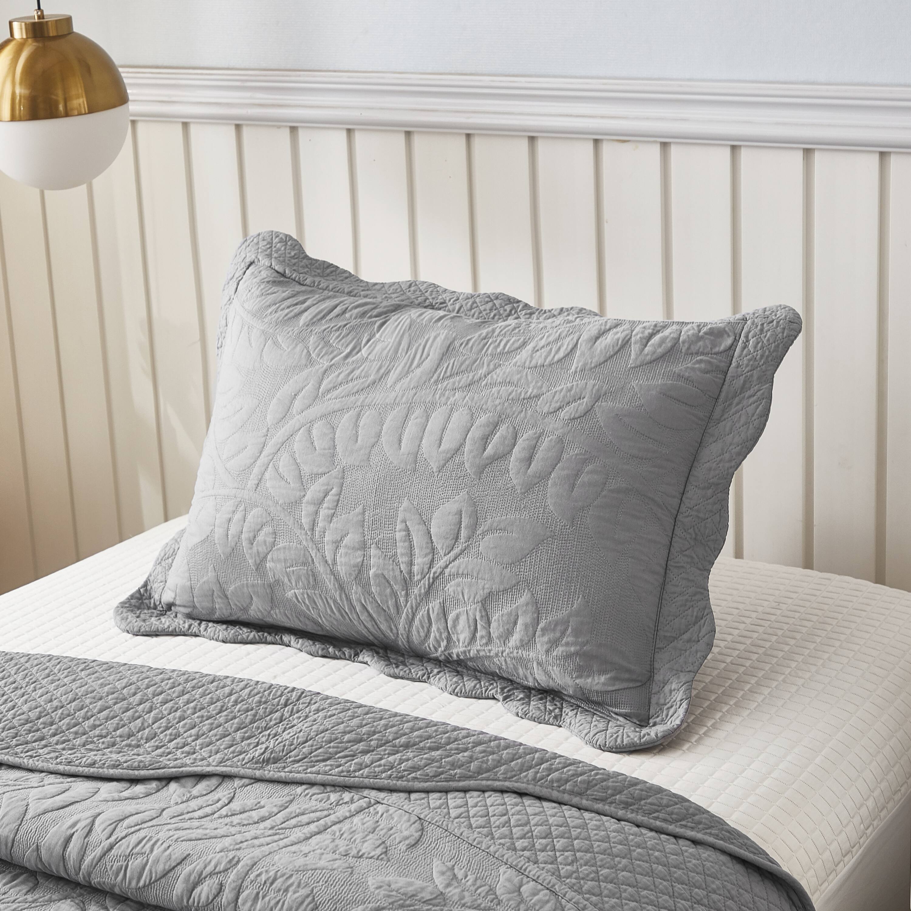 Alt View 1. MarCielo - Marcielo 2/3 Piece 100% Cotton Oversized Bedspread Lightweight Quilt Set - Noble Grey.