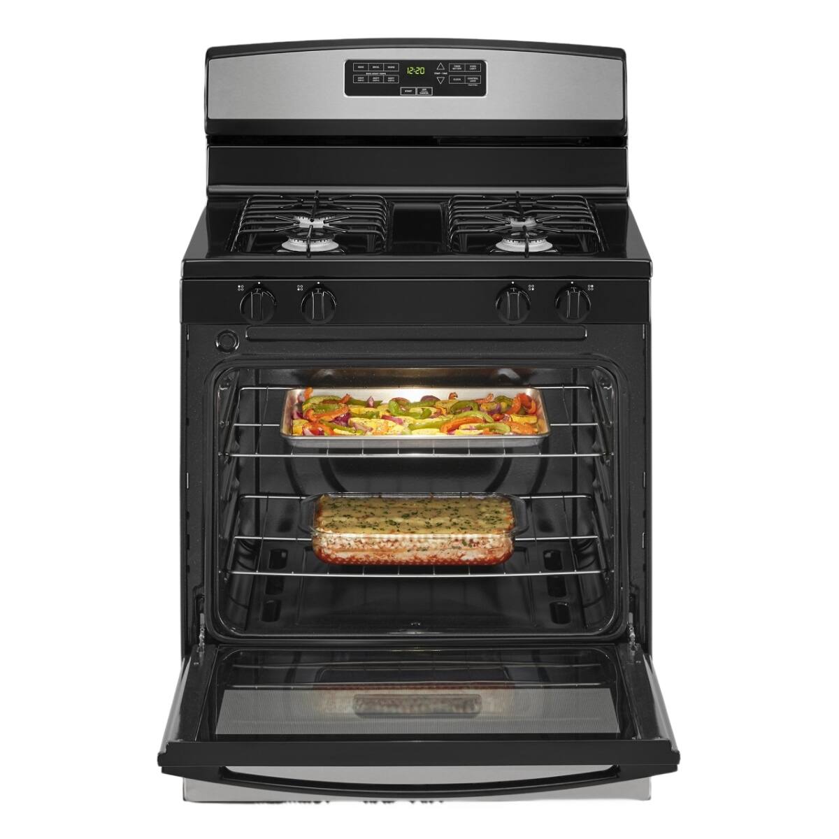 Angle. Amana - Amana - 5.1 Cu. Ft. Freestanding Gas Range with Bake Assist Temps - Stainless Steel - Stainless Steel.