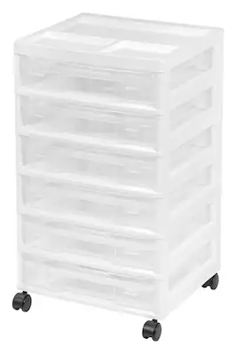 IRIS USA - Plastic Scrapbook Storage Cart - White