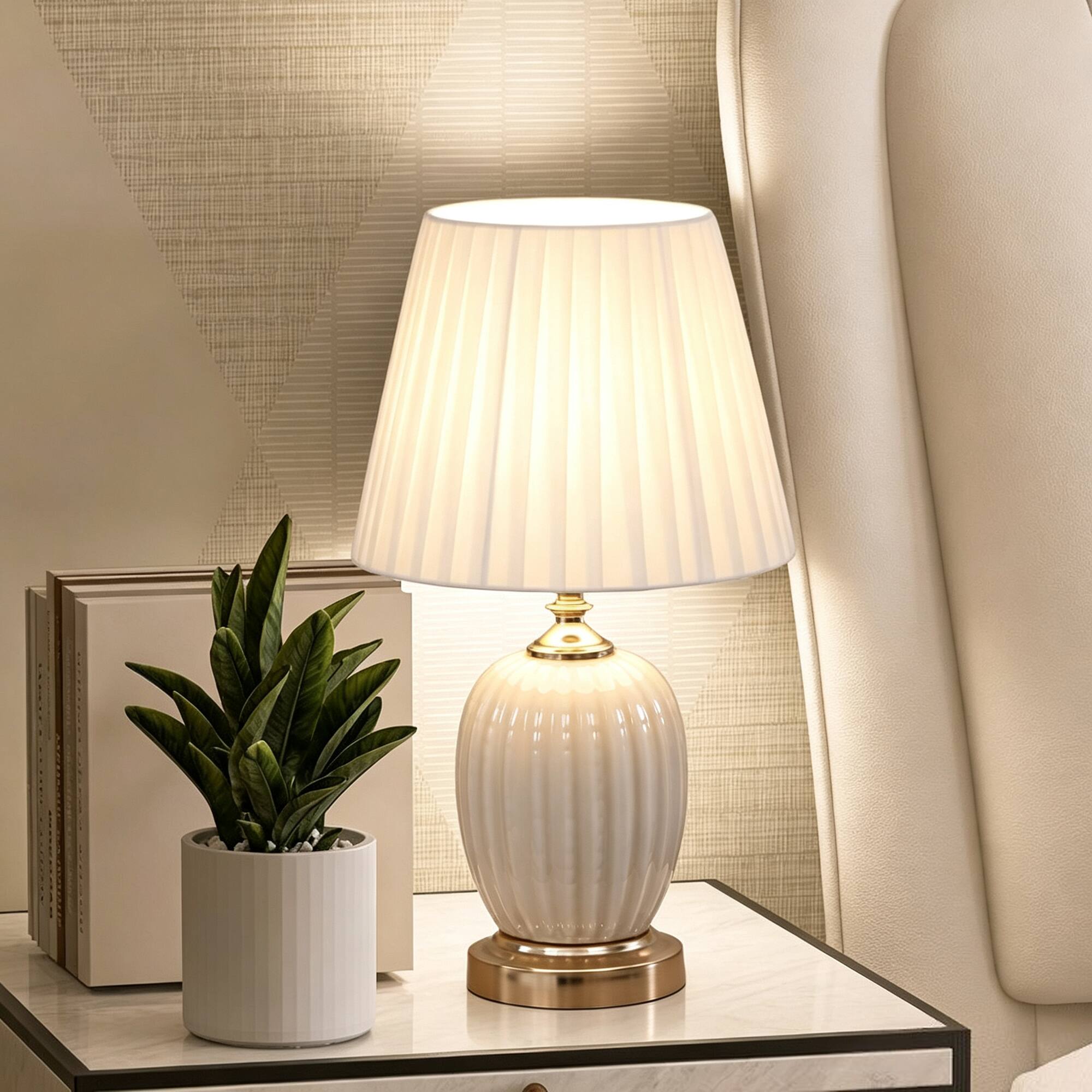 partphoner 21.7in Crackle Glaze Ceramic Table Lamp White - Best Buy