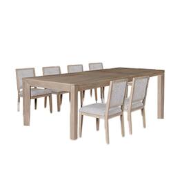 Manhattan Lane - Kizie 7pc Dining Table Set, 94-118 Inch Extendable, Tawny Brown Chairs - Tawny Brown, White