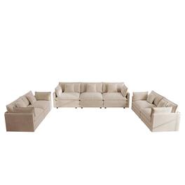 LOVMOR - 3 Piece Sofa Set Oversized Sofa Comfy Sofa Couch 2 Pieces of 2 Seater and 1 Piece of 3 Seater Sofa for Living Room Deep - Light Coffee