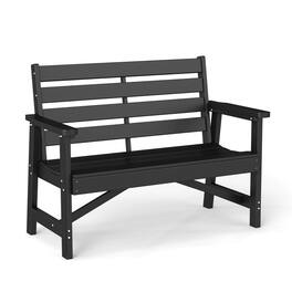 FODINGHILL - 51.5" Weatherproof HDPE Outdoor Bench, 2-Person Garden Bench for Patio, Backyard & Outdoor Spaces - Black