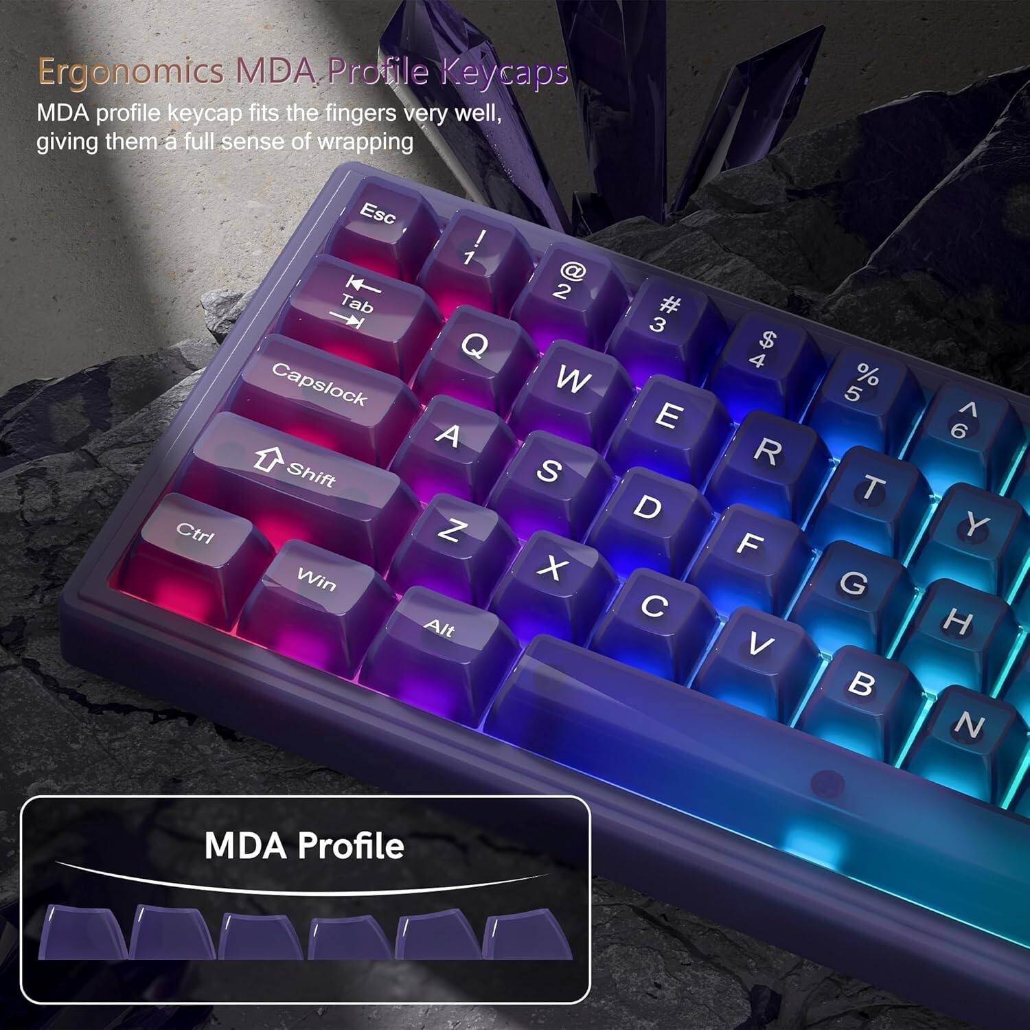 Ergonomics MDA Profile Keycaps

MDA profile keycap fits the fingers very well, giving them a full sense of wrapping

Ctrl Esc Tab Capslock Shift Win i 1 Q A Z Alt 2 W S X # 3 E D $ 4 R F V % 5 T G ^ 6 Y H N

MDA Profile