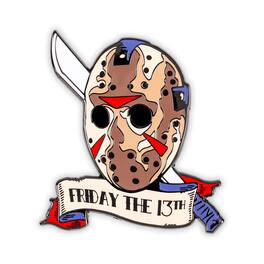 SalesOne LLC - Friday The 13th Jason Voorhees Mask With Machete Enamel Pin - Multi-Colored