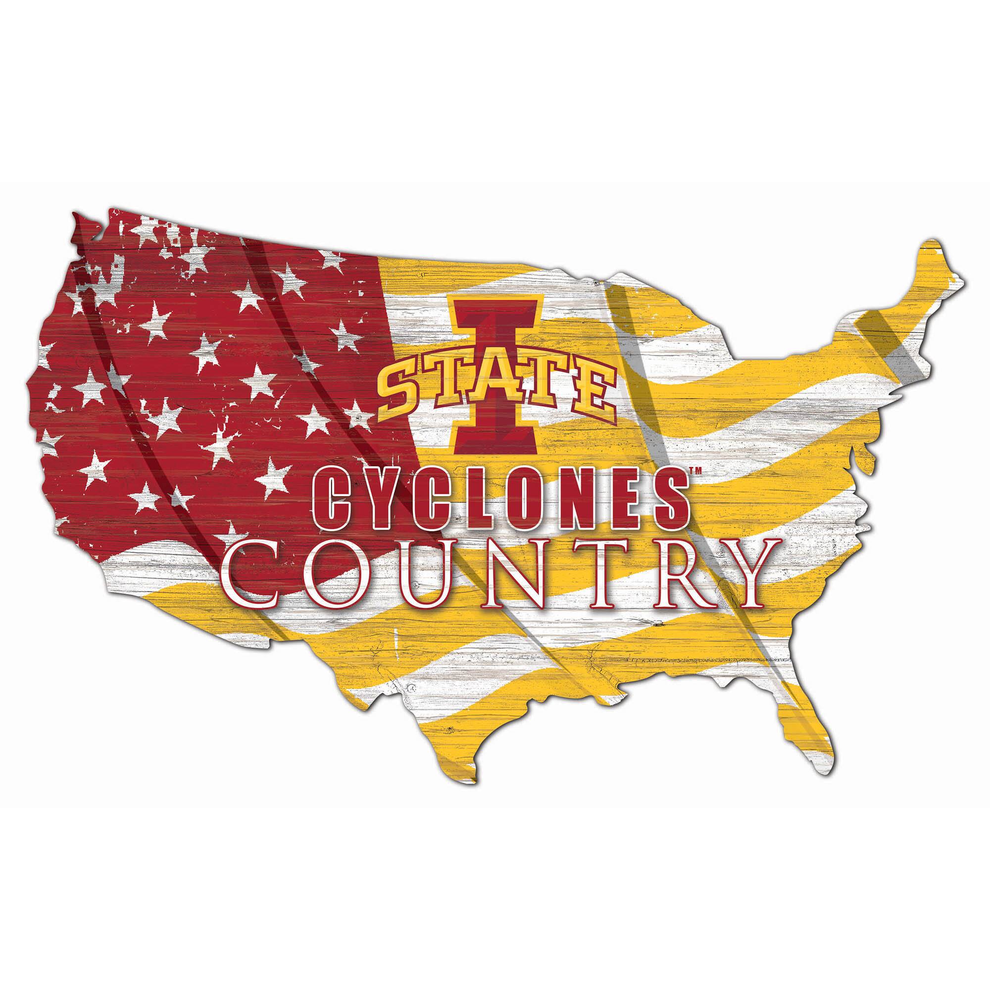 Iowa State Cyclones USA Flag Cutout Sign