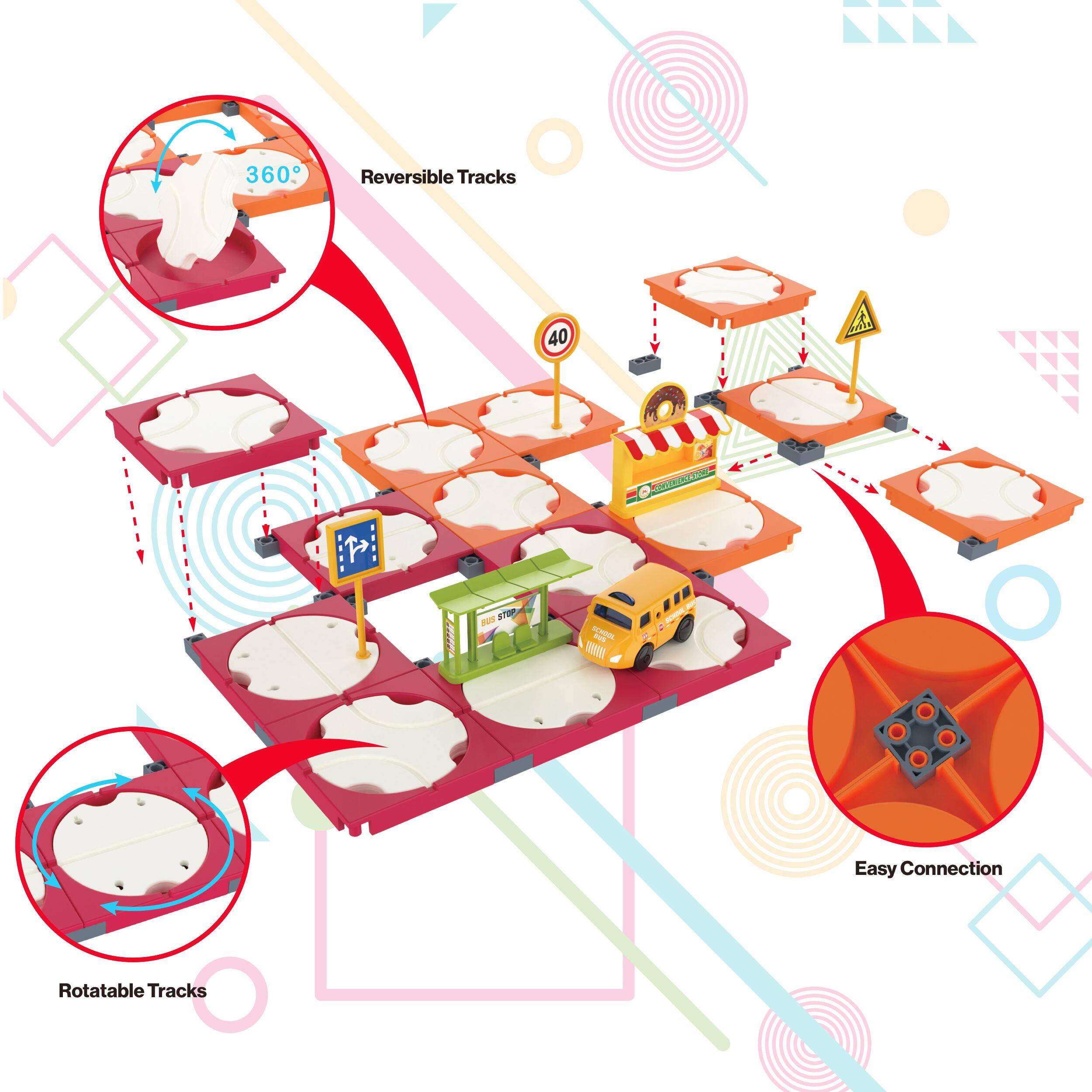 360 Reversible Tracks  
40 OIE - U  
ACUIDA  
I mud  
S0 -.  
C  

Easy Connection  
Rotatable Tracks
