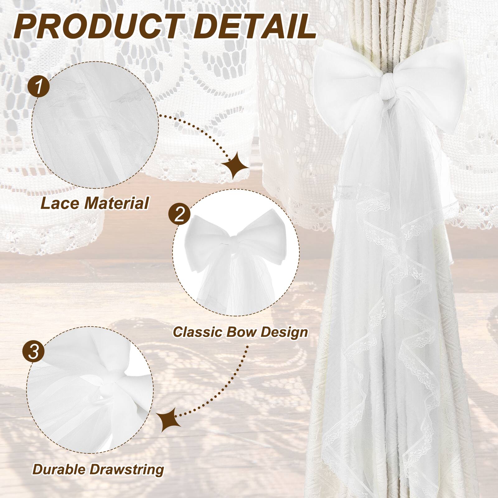 PRODUCT DETAIL

1. Lace Material
2. Classic Bow Design
3. Durable Drawstring