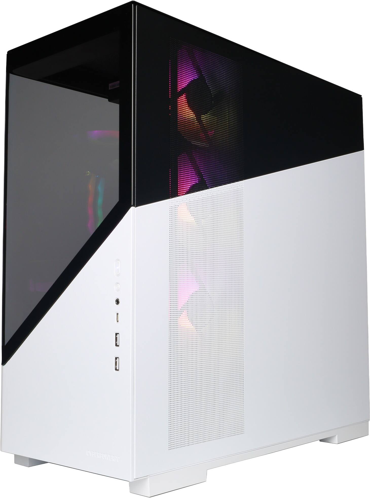 Left. CyberPowerPC - Gaming Desktop - Intel Core Ultra 9 285 2025 - NVIDIA GeForce RTX 5070 Ti 16GB - 32GB DDR5 Memory - 2TB SSD Storage - White.