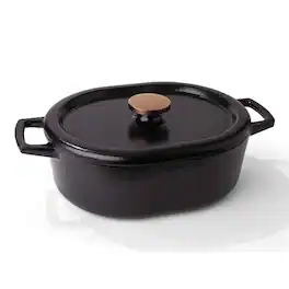 Alva - Nori Enameled Cast Iron Dutch Oven 6Qt. - Oven Safe and Toxin-Free Cookware - Black
