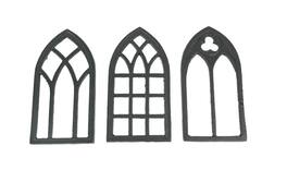 Zeckos - Set of 3 Black Cast Iron Gothic Cathedral Window Design Kitchen Trivets - Brown