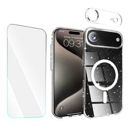 Entronix - iPhone 17 Air Bundle - Glitter Case, Screen Protector & Camera Lens Protector - Clear