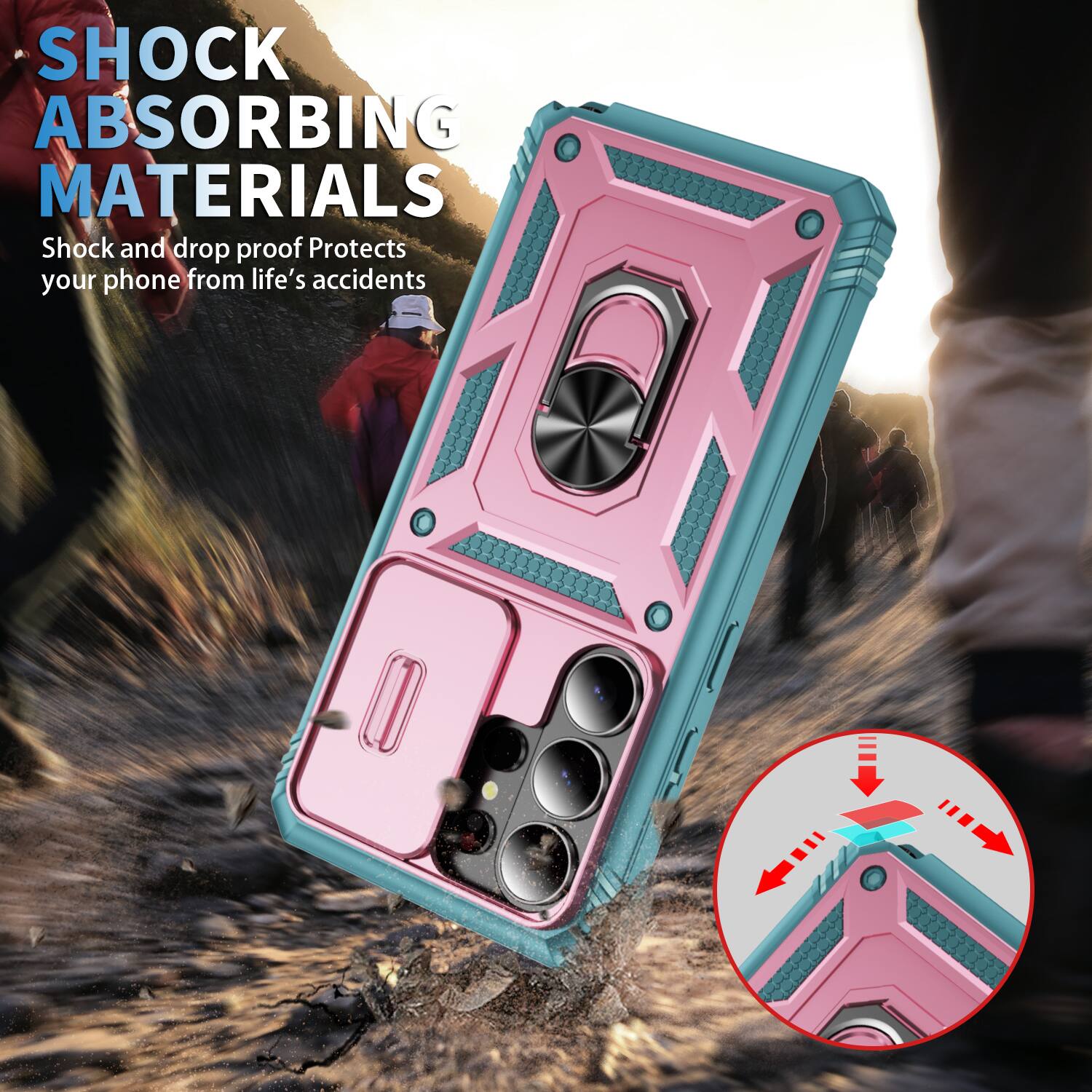 SHOCK ABSORBING MATERIALS  
Shock and drop proof  
Protects your phone from life's accidents