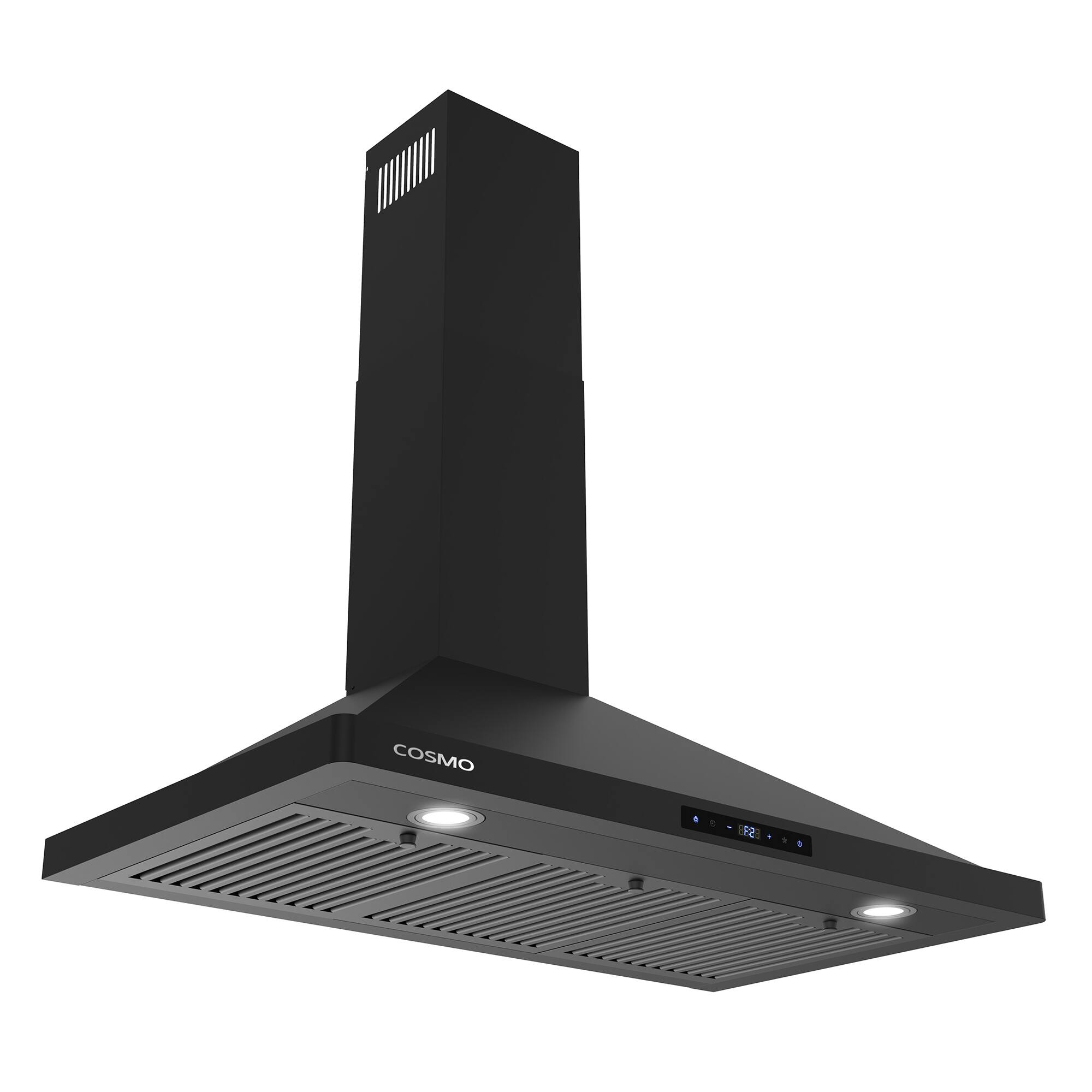 Alt View 2. COSMO - COS-63190S-BK 36 in. Vista Collection 380 CFM Ducted Wall Mount Range Hood, Touch Controls, LED Lights - Matte Black.