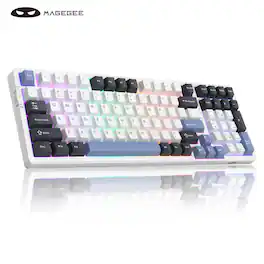 MageGee - Light100 White Elephant Switch Rechargeable RGB Tri-mode Mechanical Gaming Keyboard - Blue