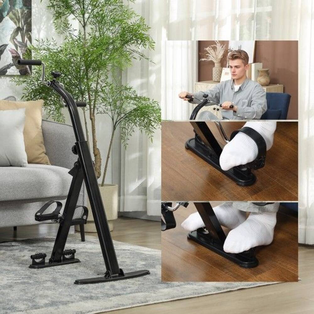 Loheer - Portable Exercise Pedal Bike Seated Leg Exerciser with Adjustable Resistance, Foldable Design, LCD Monitor - Black