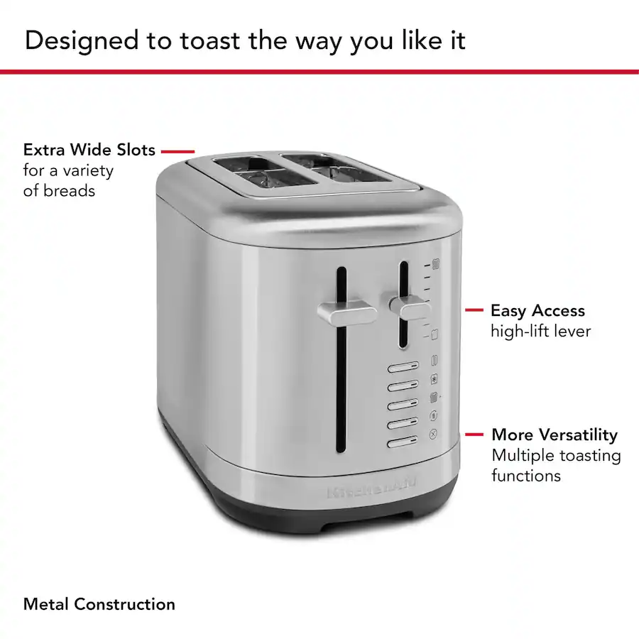 Programmable Toaster KitchenAid 2 Slice Programmable Toaster, 120V Brushed Stainless Steel ...