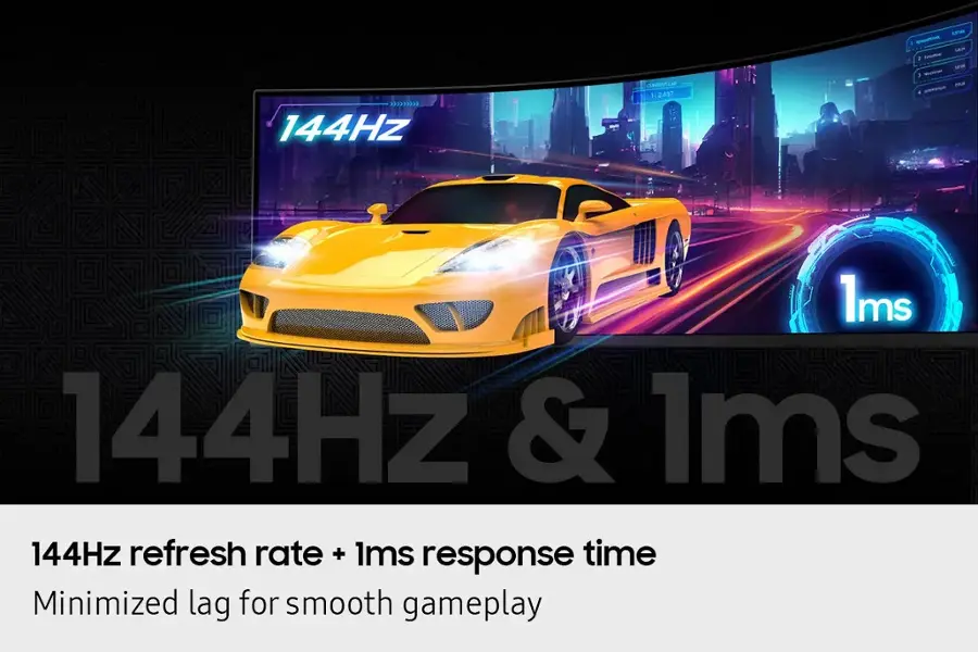 LAUM - 9)00 144Hz refresh rate + Ims response time Minimized lag for smooth gameplay