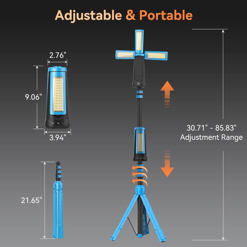 Adjustable & Portable

2.76" 9.06" 3.94" 30.71" - 85.83" - Adjustment Range 21.65"
