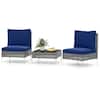 Front. Costway - Costway 3 PCS Patio Furniture Set with Tempered Glass Coffee Table Soft Back & Seat Cushions - Blue.