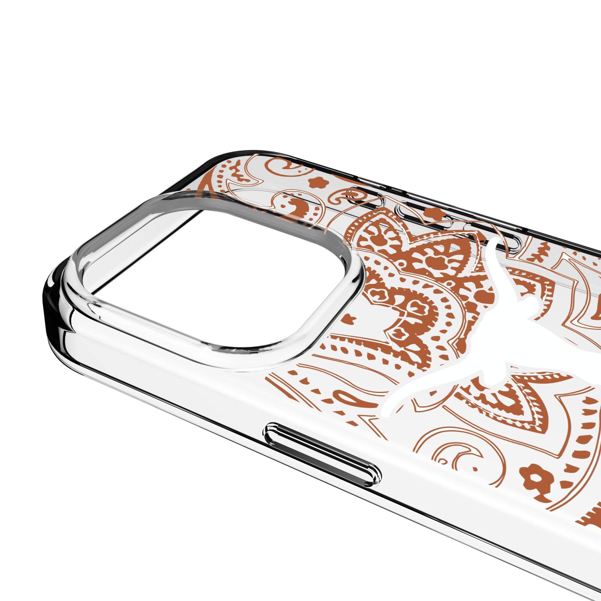 Alt View 2. Keyscaper - Texas Longhorns iPhone Paisley Design Clear Case - 15 Plus - Multicolor.