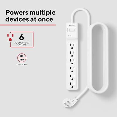 Powers multiple devices at once

6 AC GROUNDED OUTLETS

12FT CORD (3.6m)