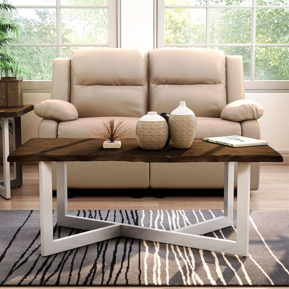 Alt View 3. Furniture of America - Krestian Contemporary Wood Coffee Table in Oak and White - Brown.