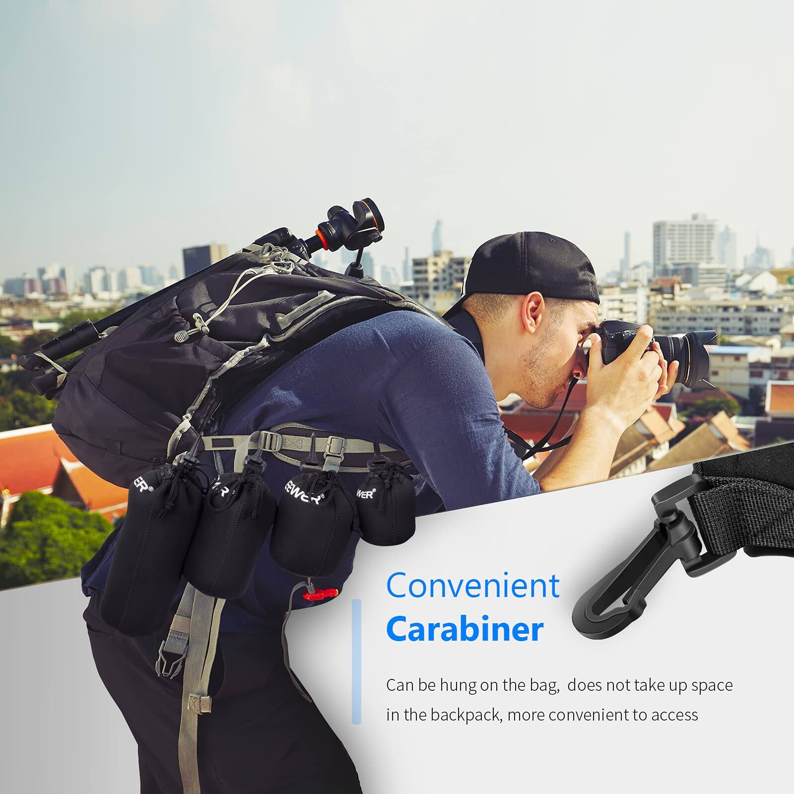 Convenient Carabiner  
Can be hung on the bag, does not take up space in the backpack, more convenient to access