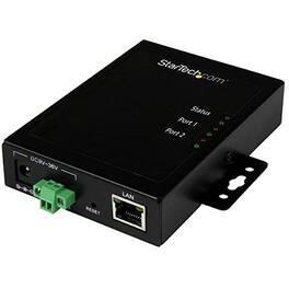 Startech - 2-Port Serial-to-IP Ethernet Device Server - RS232 - Metal and Mountable - Black