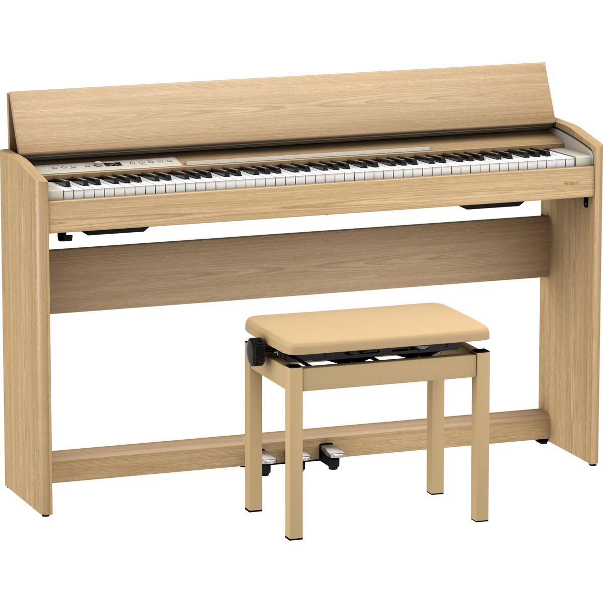 Front. Roland - Roland F701 88 Keys SuperNATURAL Streamlined Digital Piano, Light Oak.