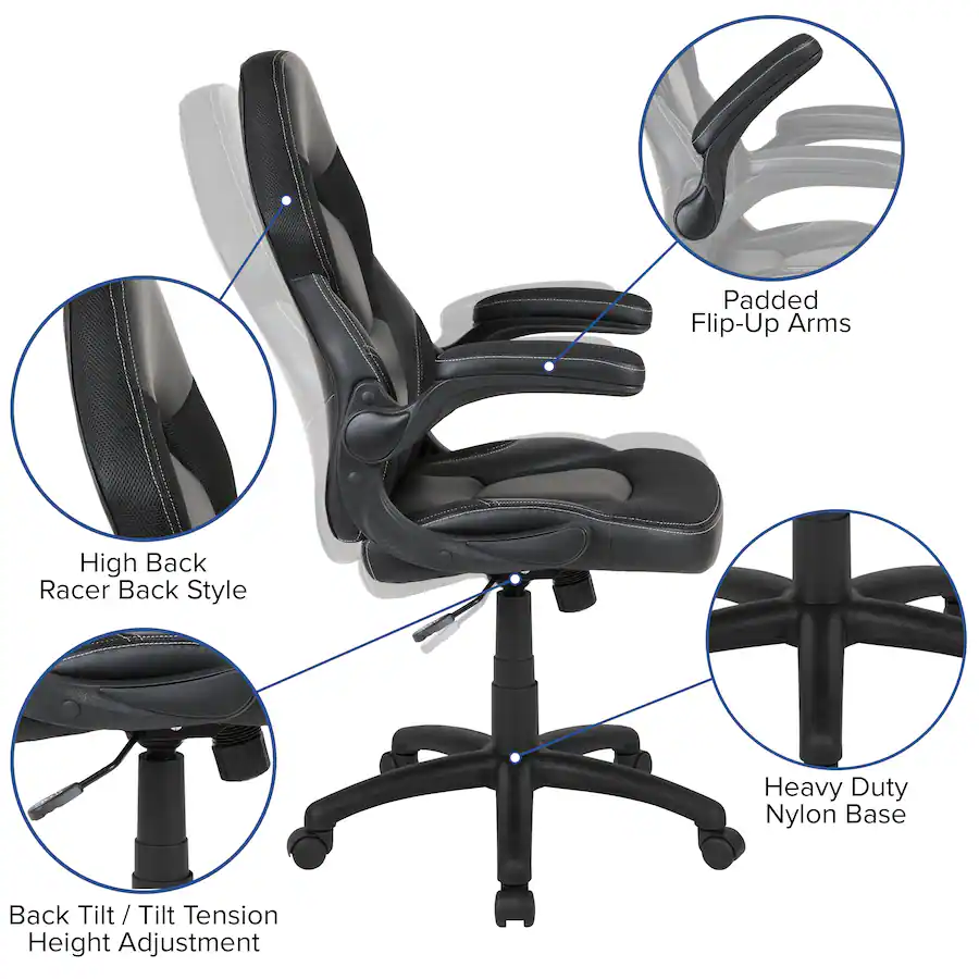 Emma + Oliver Z100 Gaming Chair Racing Office Ergonomic Computer PC ...