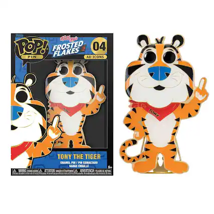 Funko Kellogg's POP! FROSTED FLAKES 04 PIN AD ICONS TONY THE TIGER ENAMEL PIN / PIN ESMALTADO BADGE EMAILLÉ 6+ A WARNING CHOKING HAZARD ATTENTION: DANGER D'ÉTOUFFEMENT ADVERTENCIA: PELIGRO DE ASFIXIA