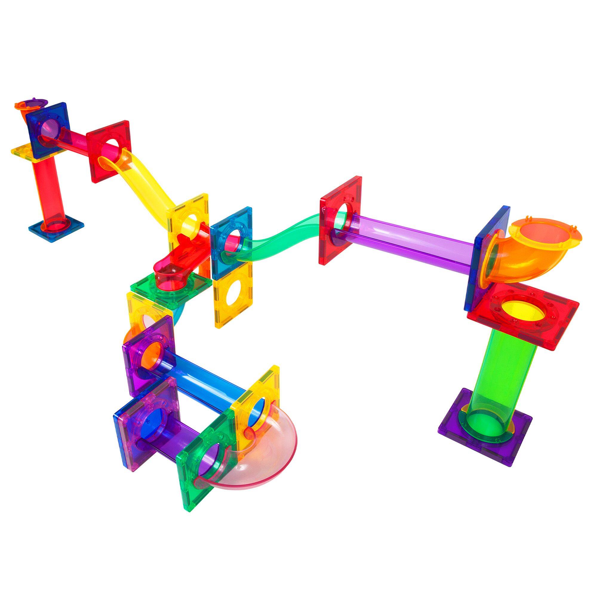 Alt View 5. PicassoTiles - PICASSO-TILES Marble Run Magnetic Tiles for Kids, 40PCS, Construction Magnet Tiles Race Track Building Blocks STEM Toy - Multicolor.