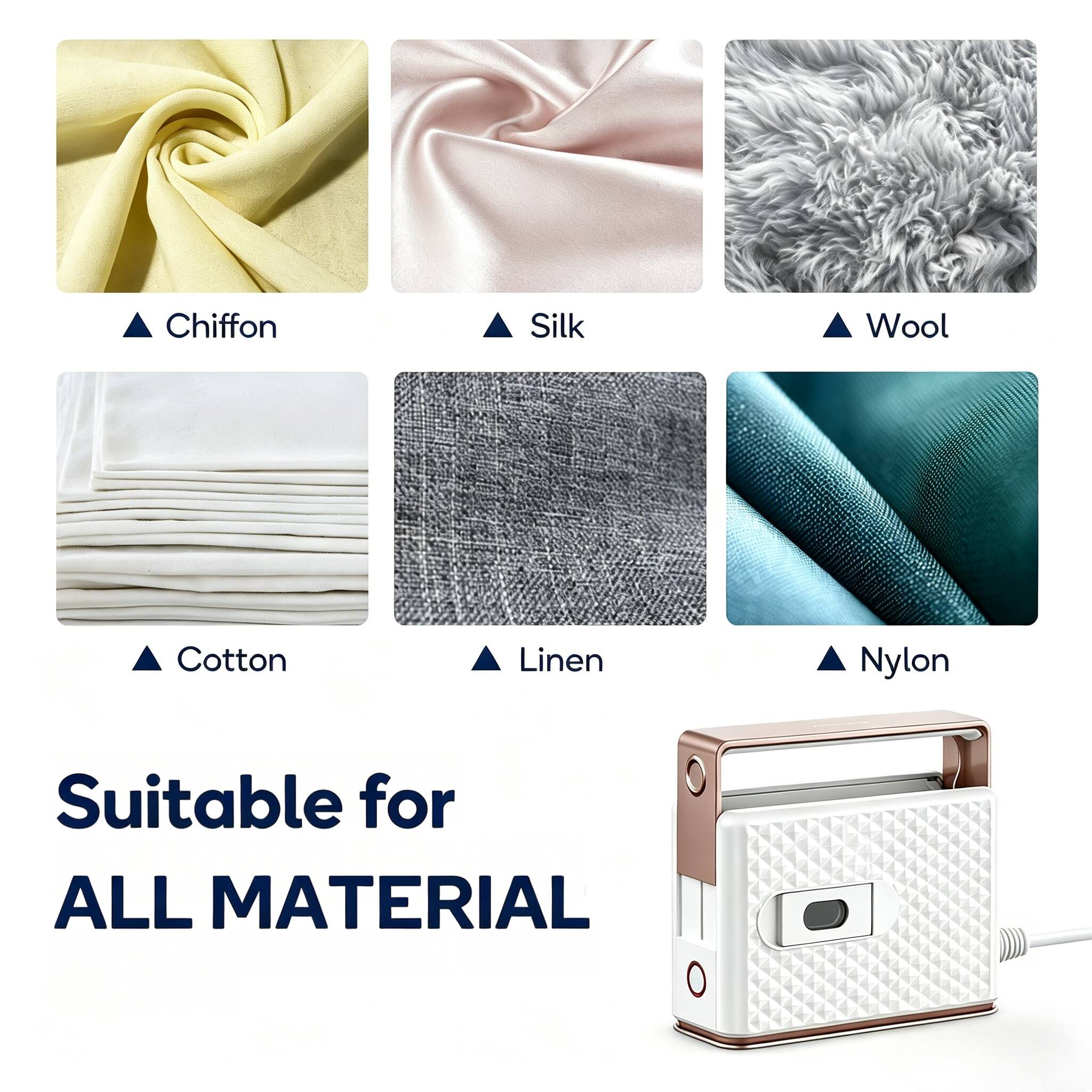 Chiffon Silk Wool Cotton Linen Nylon

Suitable for ALL MATERIAL