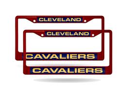 Rico Industries - Cleveland Cavaliers NBA (Set of 2) Maroon Painted Metal Laser Cut License Plate Frames - Multi