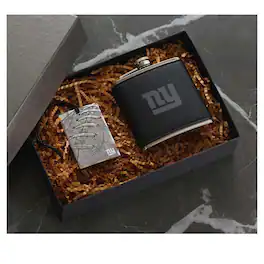 Wendell August Forge - New York Giants 5oz.Traveler Flask & Bag Tag Gift Set - Silver
