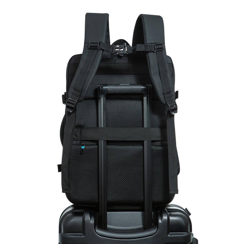 Angle. Acer - Predator Robust Backpack - Fits 18" Laptop Expandable 30L Water-Repellent Anti-Theft Pocket Chest Strap - Black.