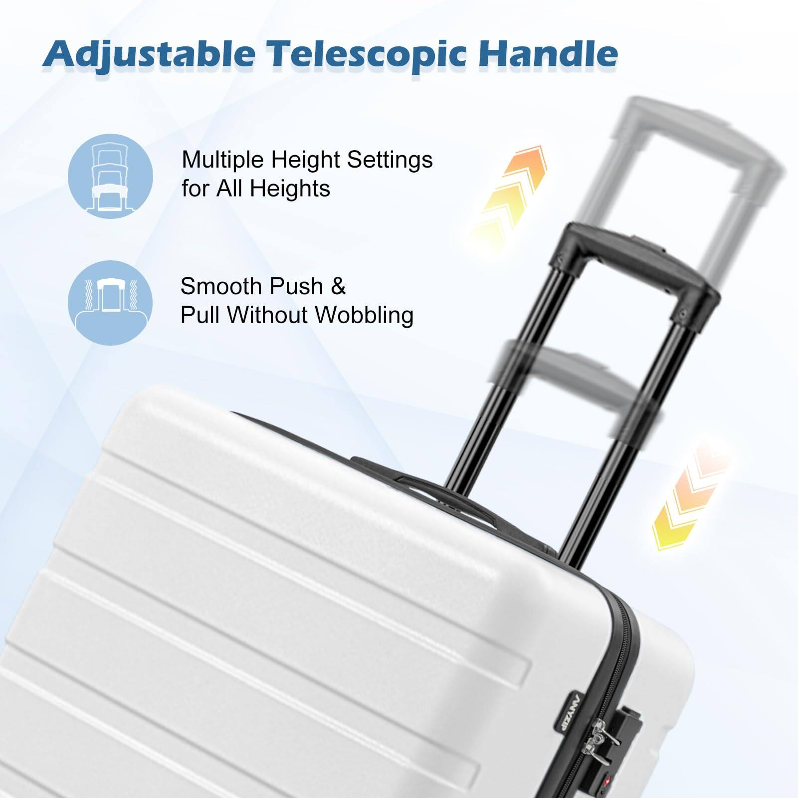 Adjustable Telescopic Handle

- Multiple Height Settings for All Heights
- Smooth Push & Pull Without Wobbling