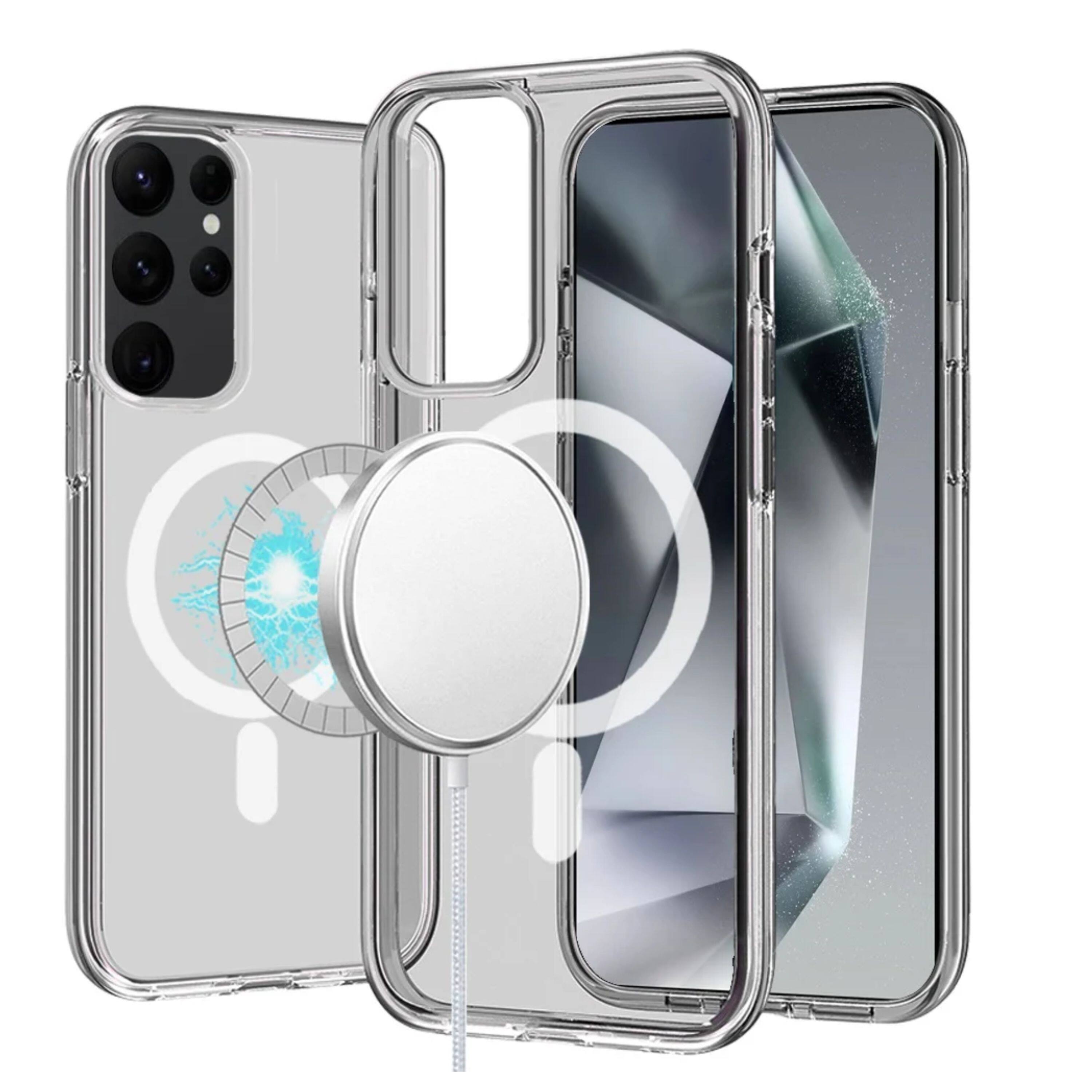 Front. Kitcheniva - 3mm Thick Translucent Cover Magnetic Circle Phone Case For Samsung Galaxy S24+ Plus Smoke - Smoke.