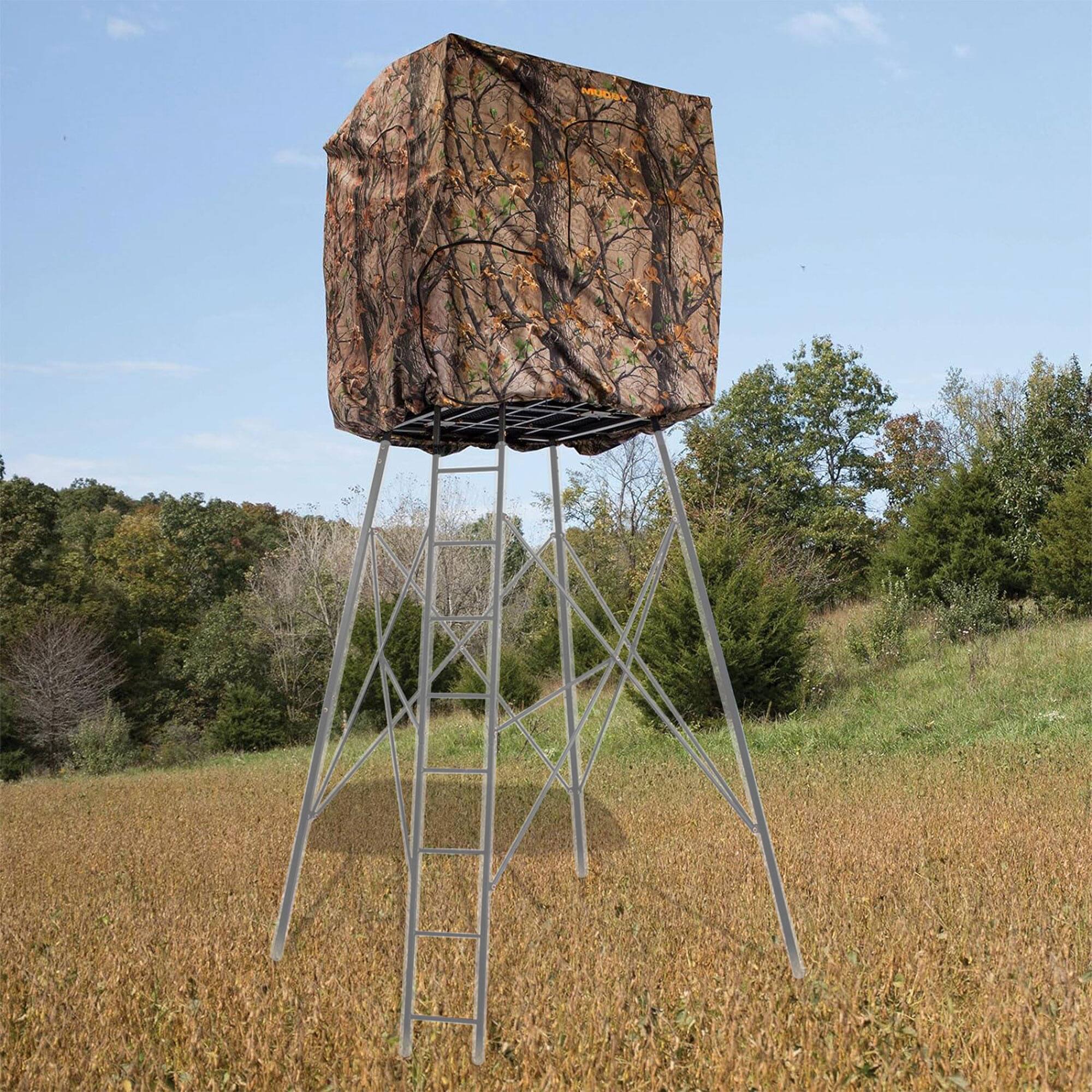 Alt View 3. Muddy - Muddy Steel 7' Tall Quad Pod Hunting Blind Cover, Camouflage, Stand Not Included - Camouflage.