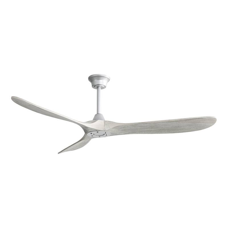Alt View 6. Sofucor - 60 Inch Outdoor Indoor Solid Wood Ceiling Fan No Light With Remote High CFM Ceiling Fan for Farmhouse Bedroom Patio - Silver Grey Wood.