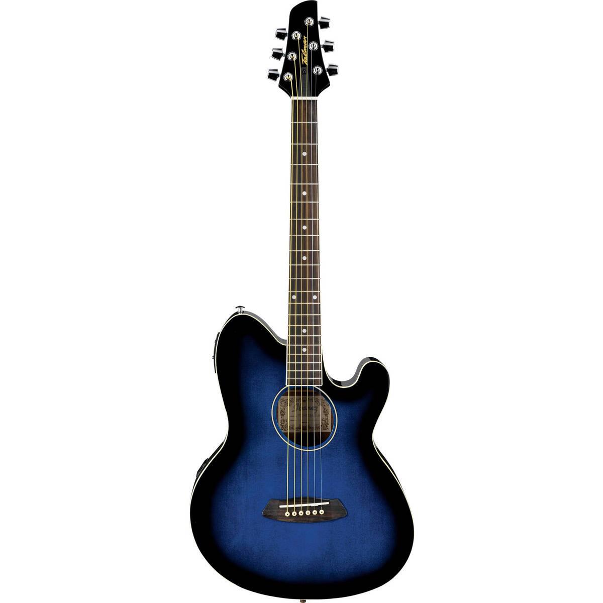 Front. Ibanez - Ibanez Talman TCY10E AE Guitar, Transparent Blue Sunburst High Gloss.