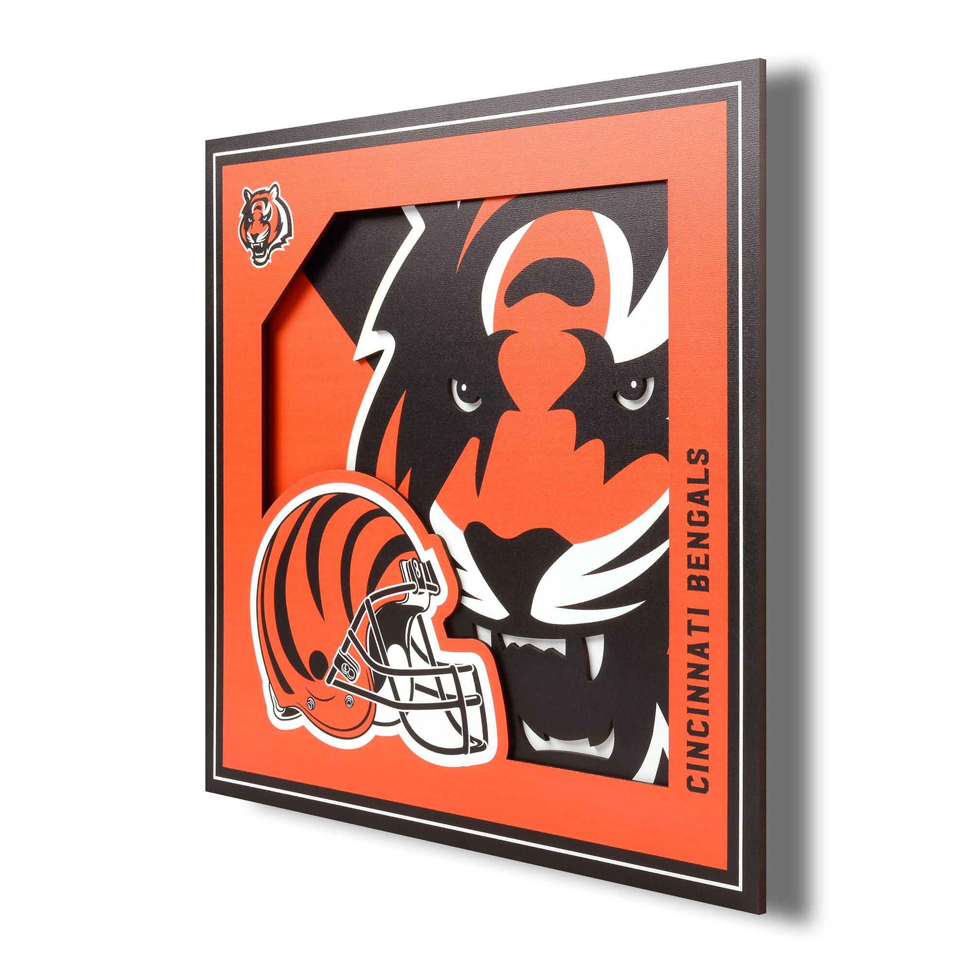 Cincinnati Bengals 12'' x 12'' 3D Logo Wall Art