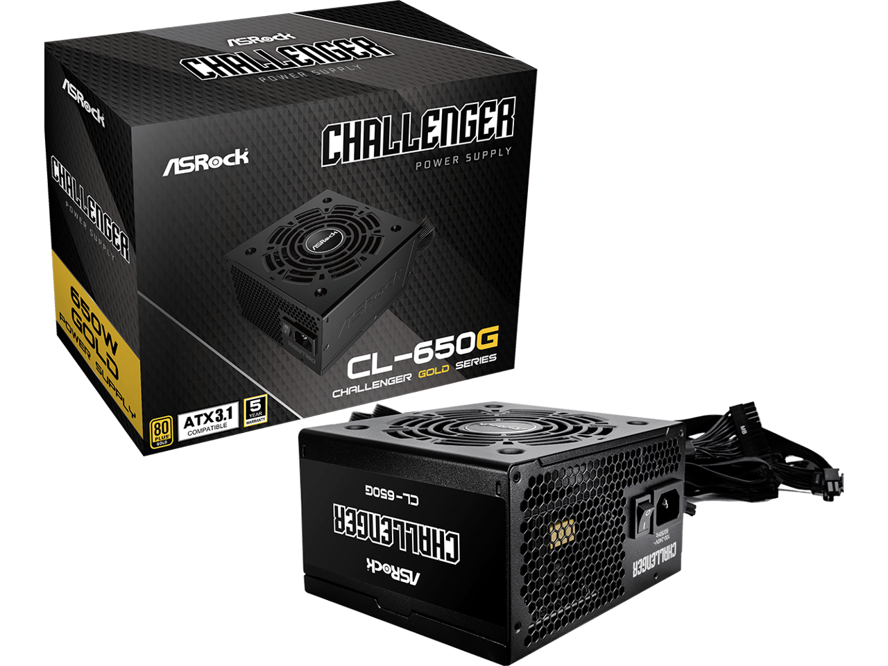 ASRock Challenger Power Supply
CL-650G
Challenger Gold Series
650W
ATX3.1 Compatible
80 PLUS Gold Certified
5 Year Warranty