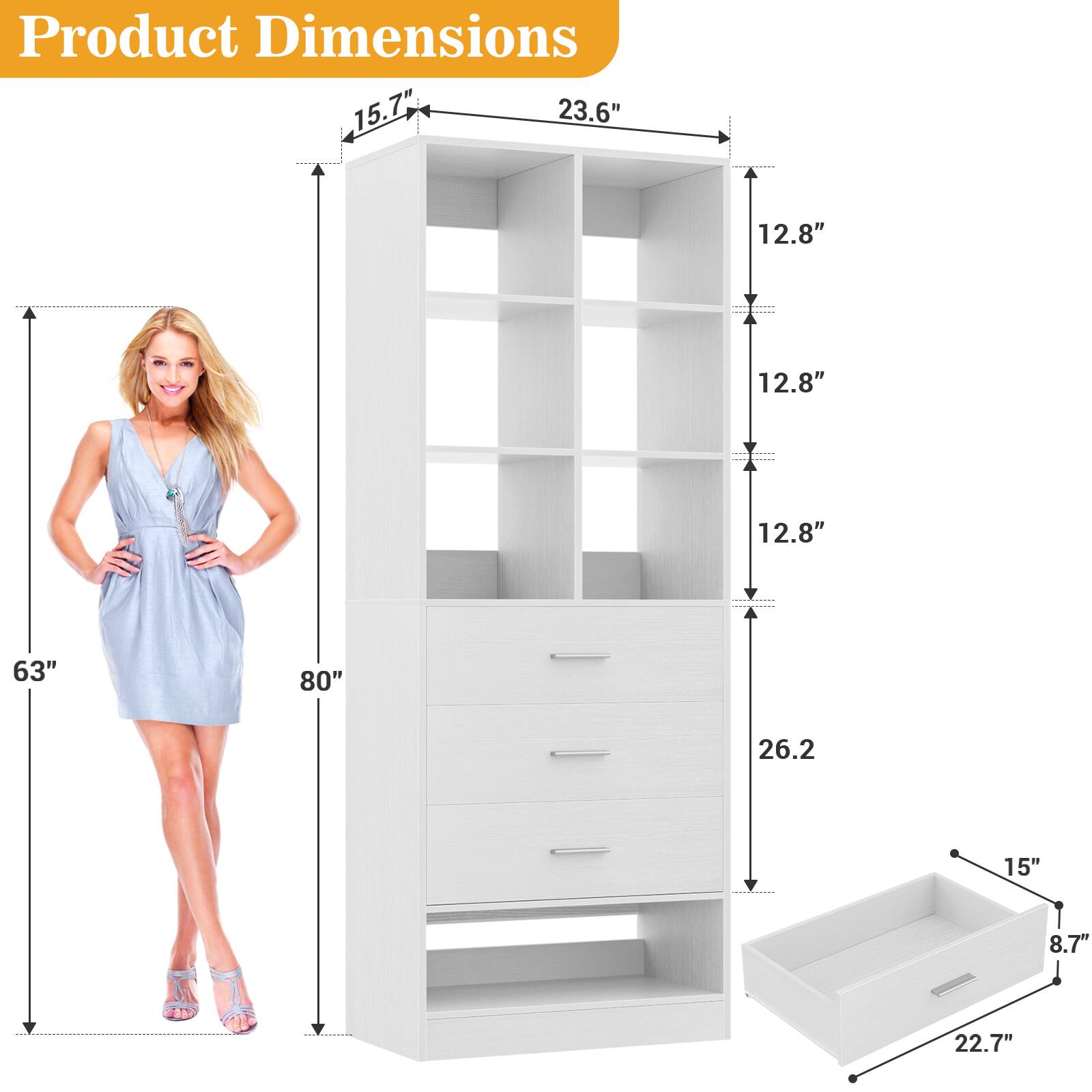 Product Dimensions: 15.7" x 23.6" x 12.8" x 12.8" x 12.8" x 63" x 80" x 26.2" x 15" x 8.7" x 22.7"