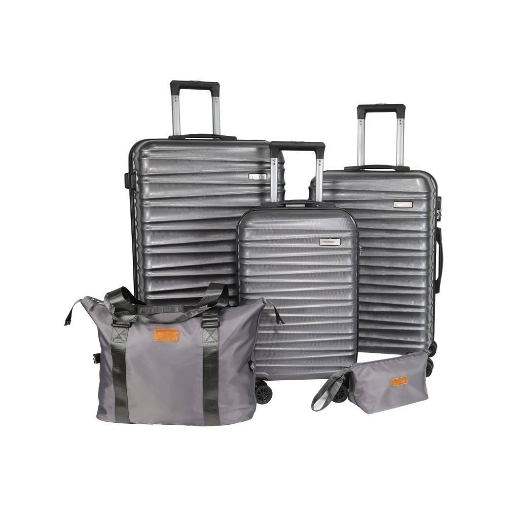 Front. Circus Cirle - Circus Cirle 5-Piece Metallic Grey Hardshell Luggage Set - GREY.