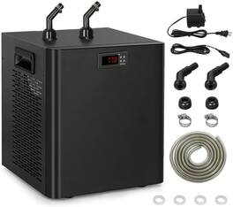 Mirfee - 1/3 HP Aquarium Chiller for 79 Gal Tanks - Ultra-Quiet Hydroponics & Fish Tank Cooling System for Axolotl - Black