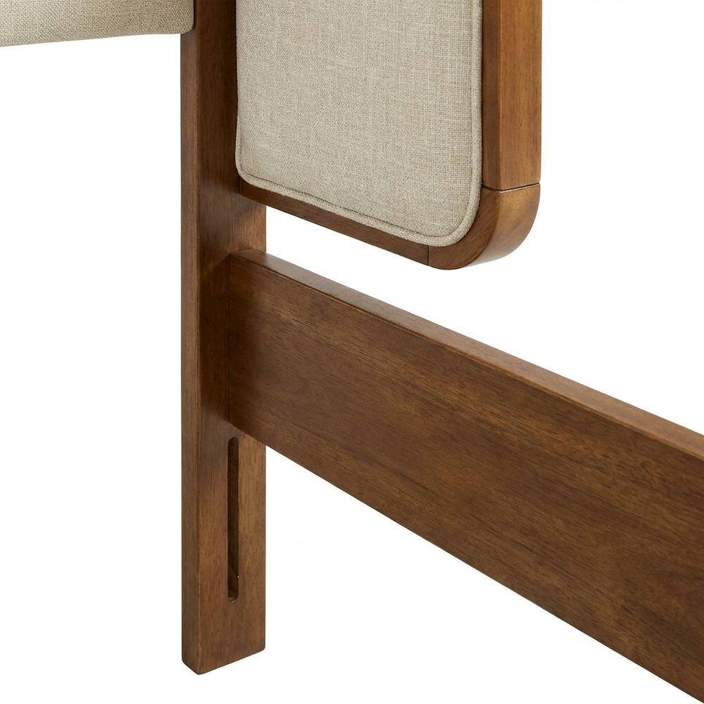 Alt View 1. FurniFact - Tufted Gray Fabric Twin Headboard with Wooden Frame and Upholstered Design - Brown.