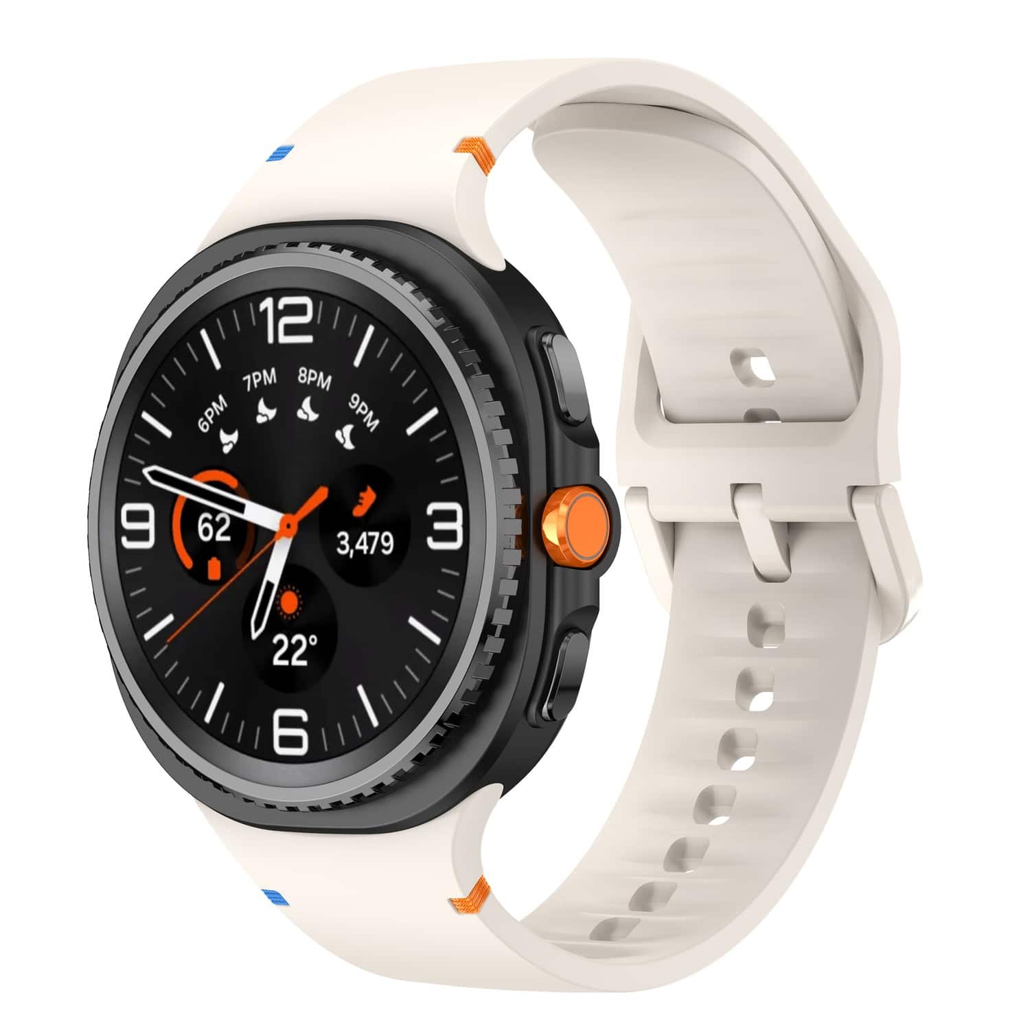 StrapsCo - Active Band Silicone Rubber Watch Strap For Samsung Galaxy Watch 8 (Medium-Long) - Starlight
